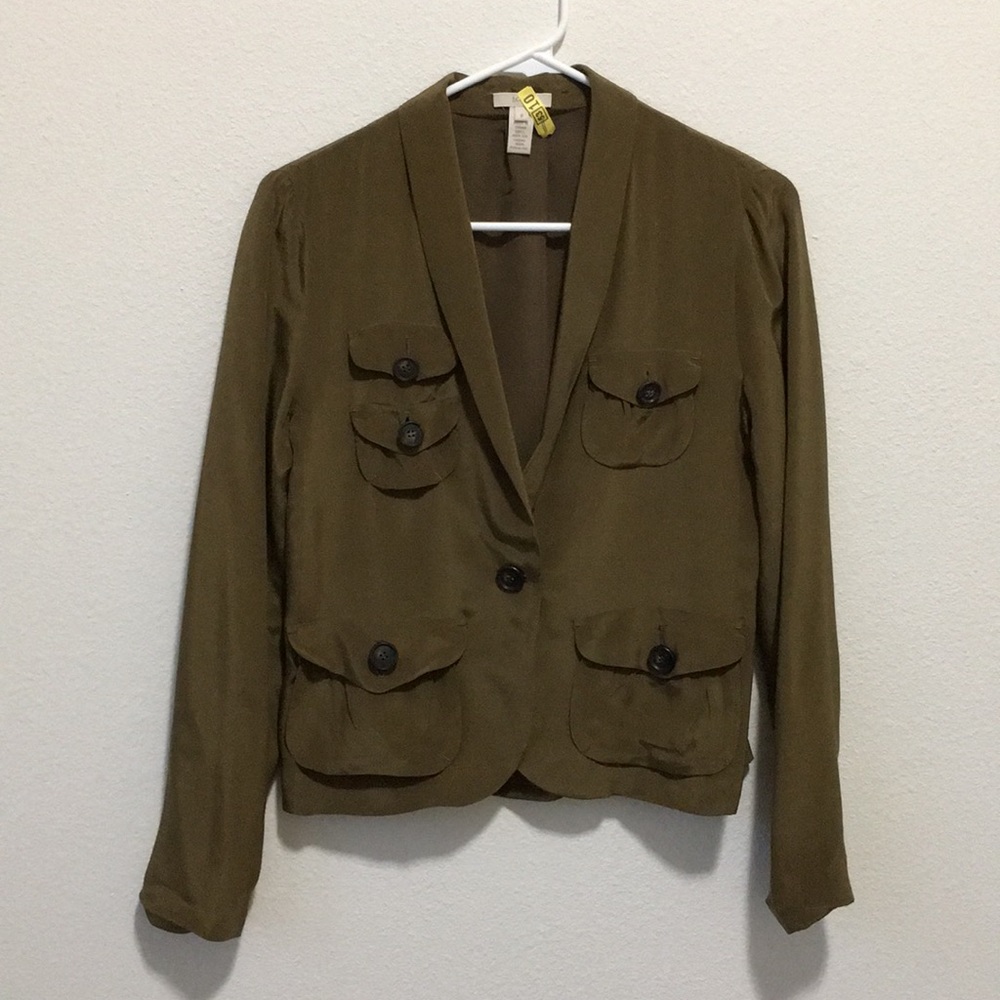 J CREW silk utility blazer sz 0 - like new